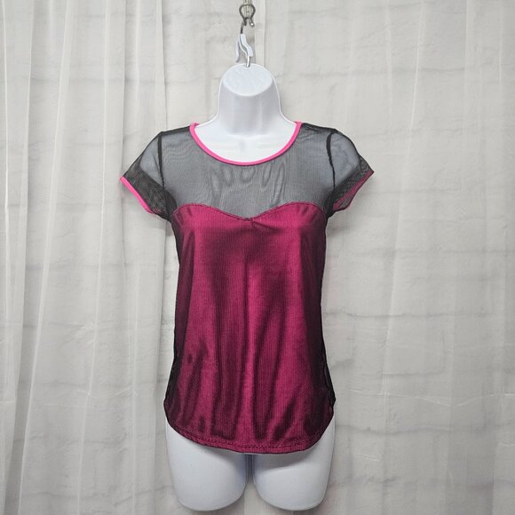 Bebe Sport Y2K Tee Athletic Streetwear Mesh Sporty Club Rave XS - Picture 1 of 9